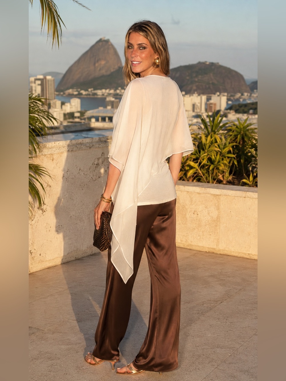 Haute Hippie White Asymetrical Top sleeveless, sheer outer layer, MRSP $265